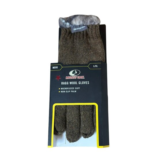 Mossy Oak Men’s Ragg Wool Gloves L/XL – Microfleece Cuff, Non-Slip Palm - Picture 1 of 6